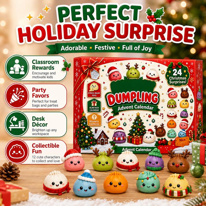 Adorable Squishy Surprise Box | Dumpling Squishy Advent 2026 Calendar - Holiday Gift