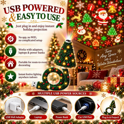2027 New Christmas Projector Light, USB Powered Christmas Ceiling Projector