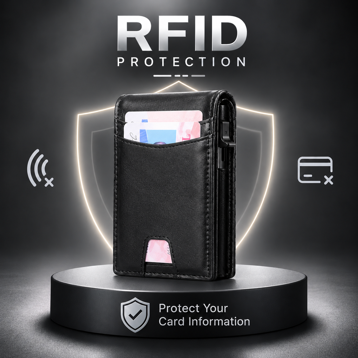 VaultGuard™ Leather RFID Pop-Up Wallet with Cash Pocket (Latest Version)