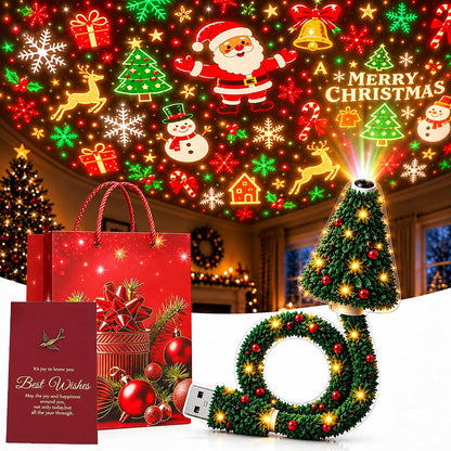 2027 New Christmas Projector Light, USB Powered Christmas Ceiling Projector