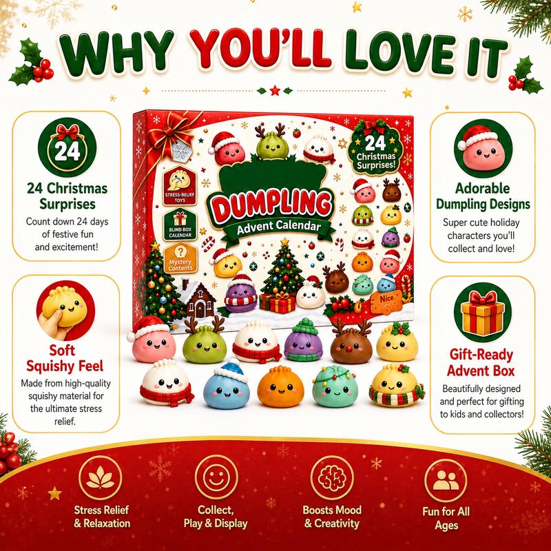 Adorable Squishy Surprise Box | Dumpling Squishy Advent 2026 Calendar -  Holiday Gift