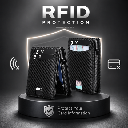 VaultGuard™ Leather RFID Pop-Up Wallet with Cash Pocket (Latest Version)