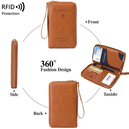 RFID Blocking Premium Leather Travel Wallet