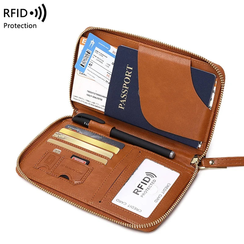 RFID Blocking Premium Leather Travel Wallet