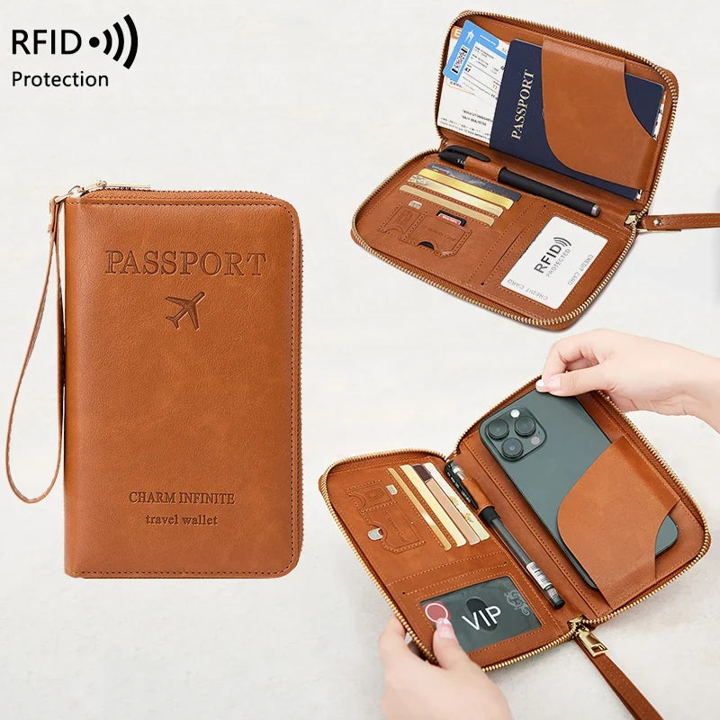 RFID Blocking Premium Leather Travel Wallet