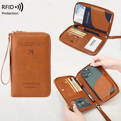 RFID Blocking Premium Leather Travel Wallet
