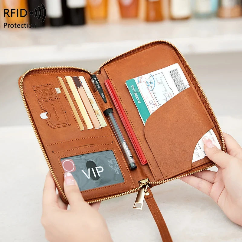 RFID Blocking Premium Leather Travel Wallet