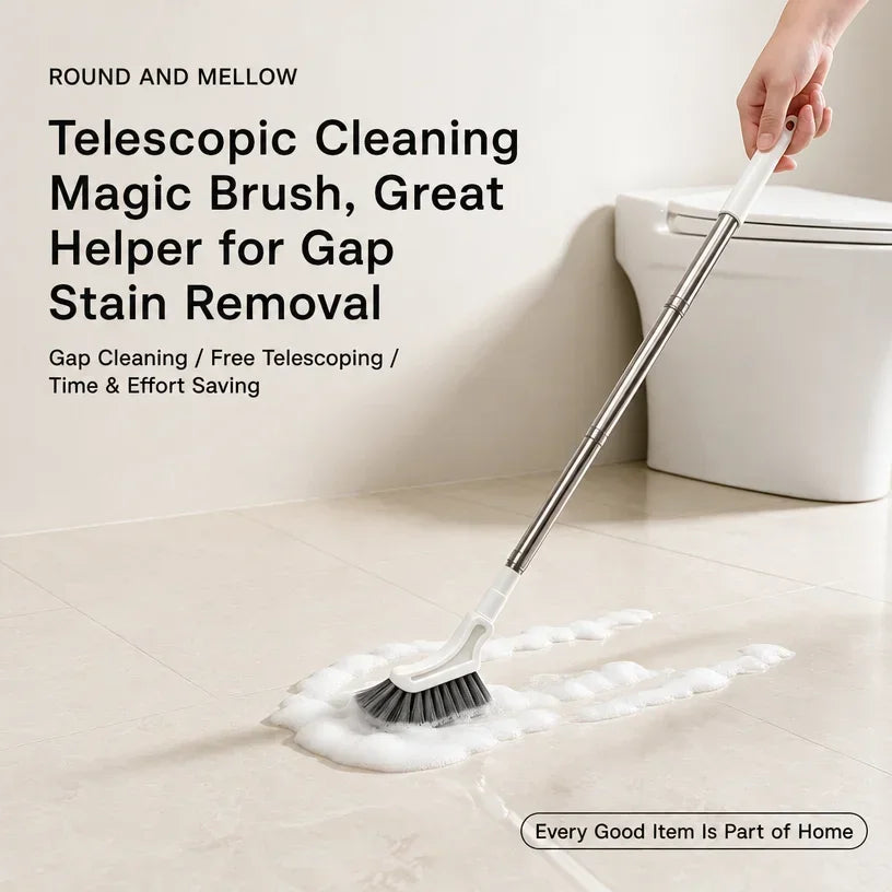 Telescopic Cleaning Magic Brush Long Handle Narrow Gap Scrubber for Window Tracks Tile Grout Bathroom Kitchen