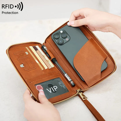 RFID Blocking Premium Leather Travel Wallet