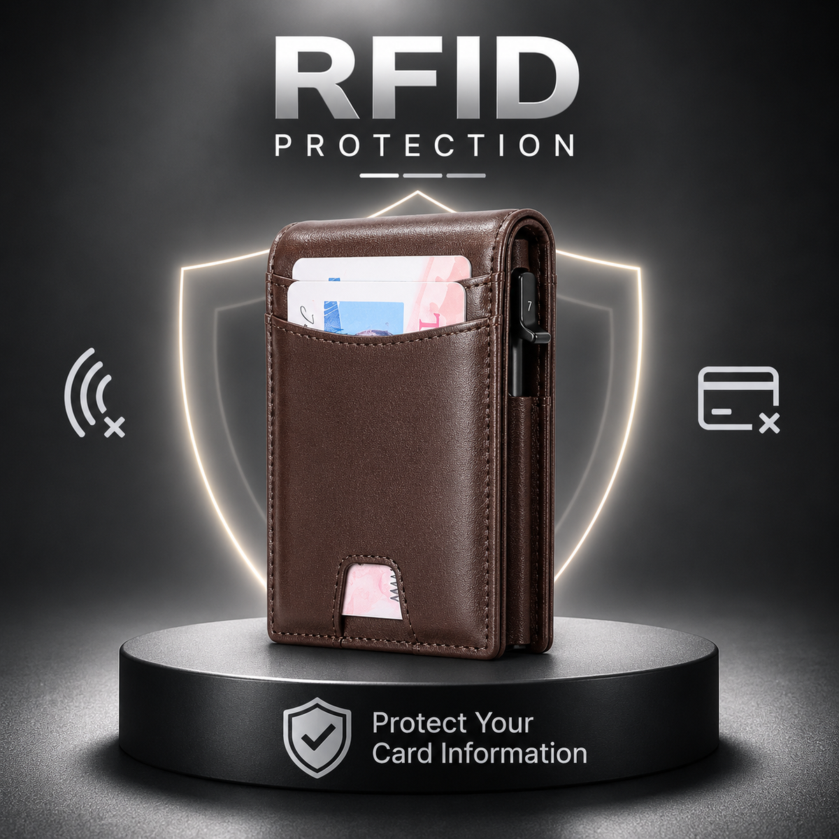 VaultGuard™ Leather RFID Pop-Up Wallet with Cash Pocket (Latest Version)