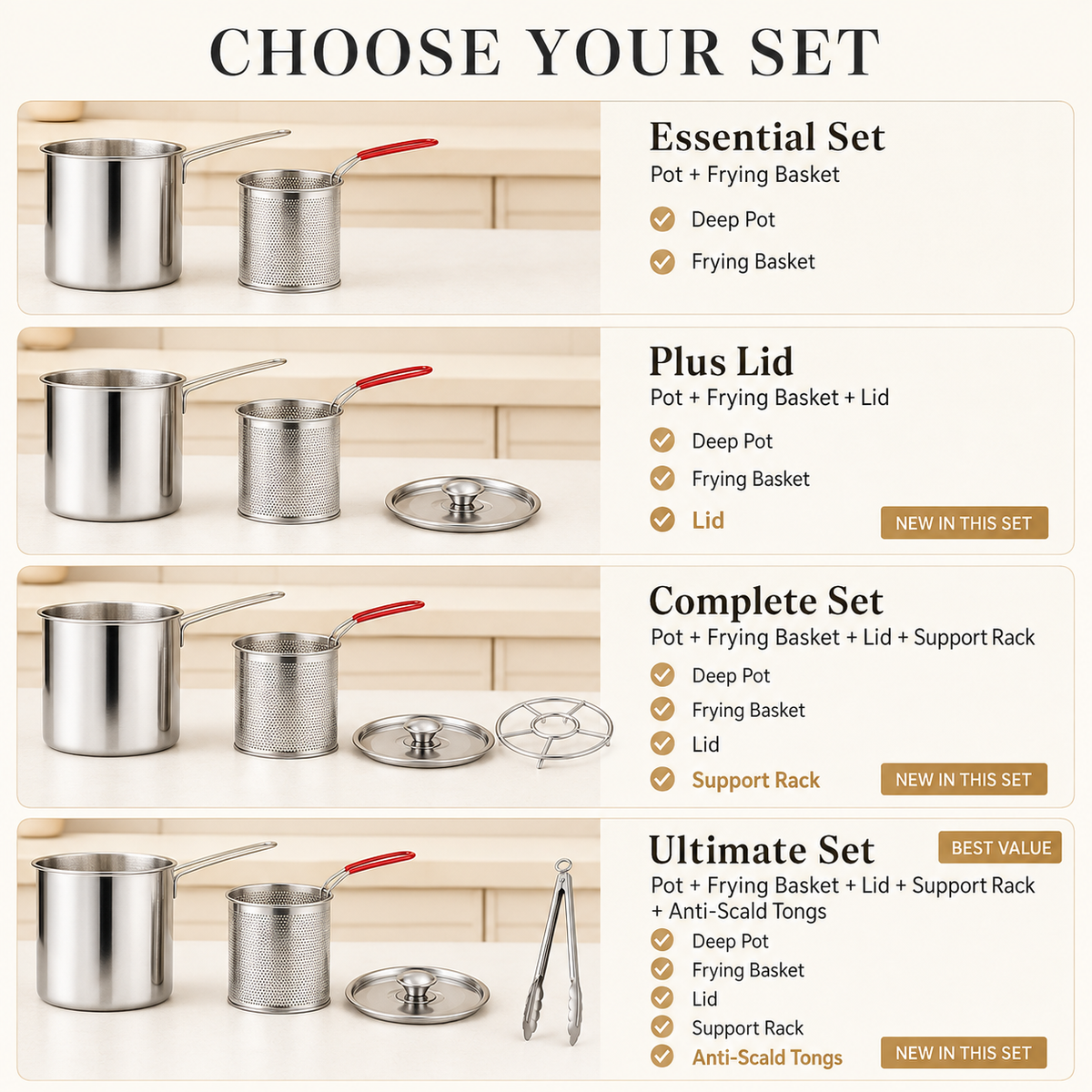 Stainless Steel Deep Fryer Set